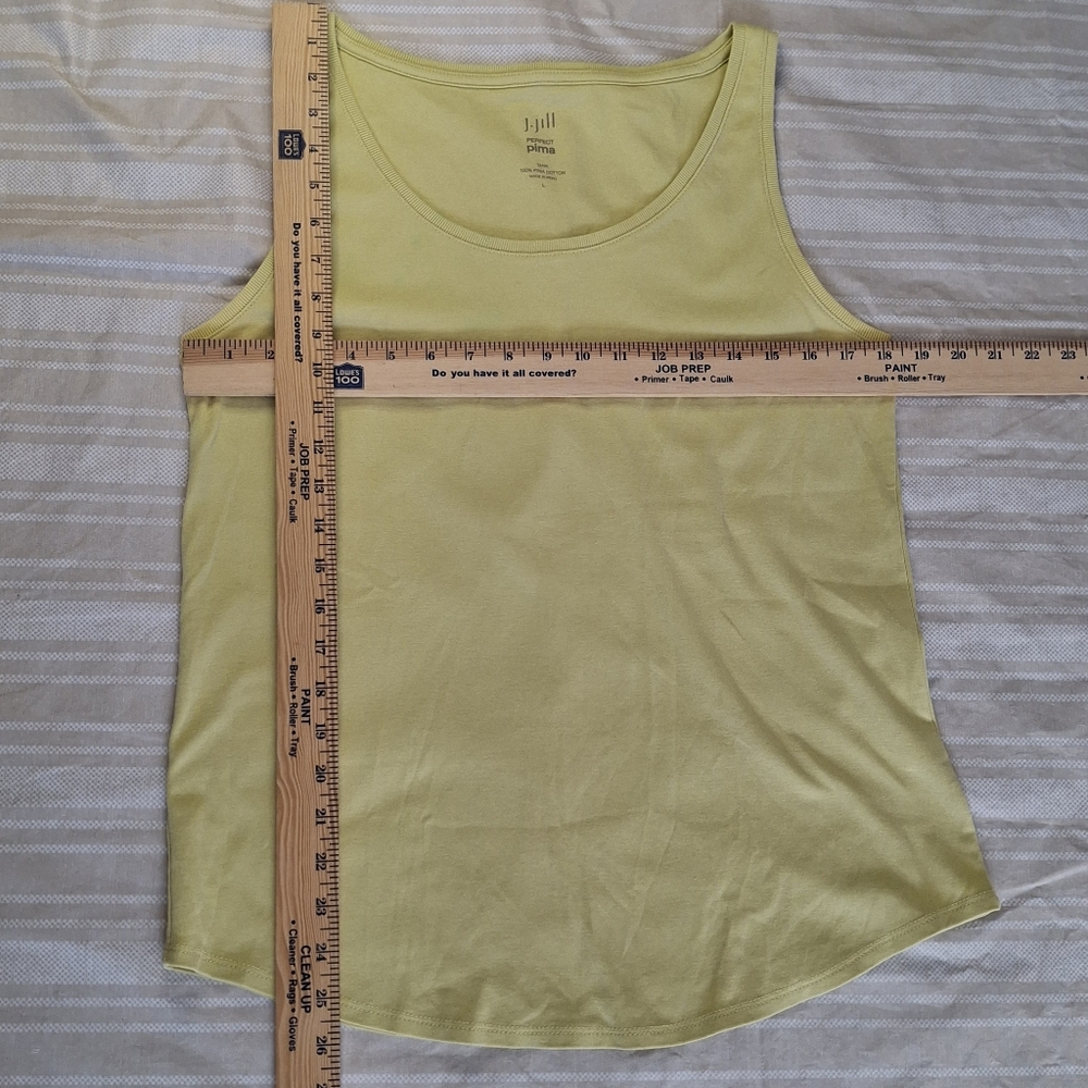 2 J.Jill Perfect Pima 100% Cotton Tank Tops White & Pale Green Summer Womens L - Picture 7 of 10